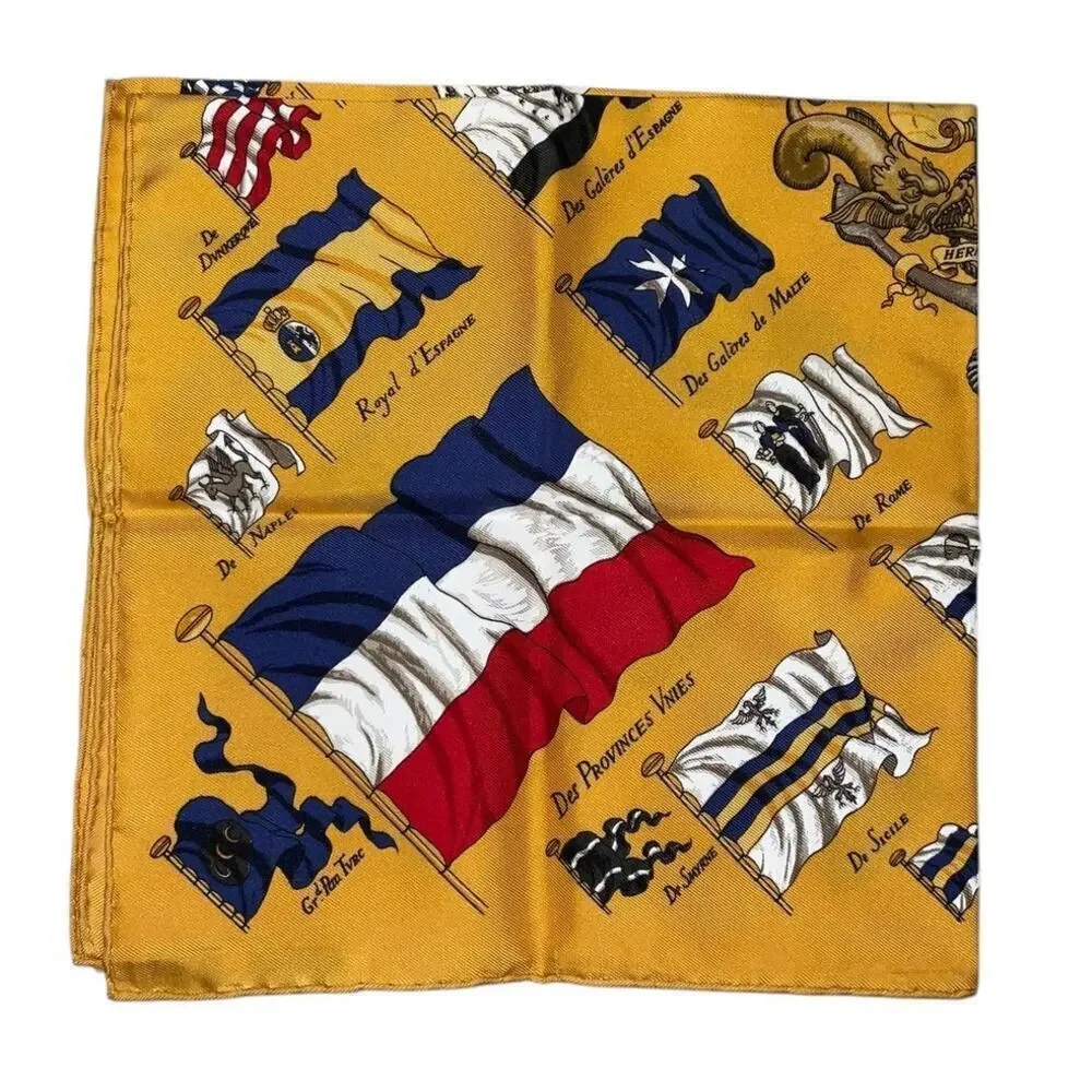 Hermes Carré 45cm 16” Square PAVOIS Silk Scarf Yellow x Multicolor W/Box - Picture 10 of 16